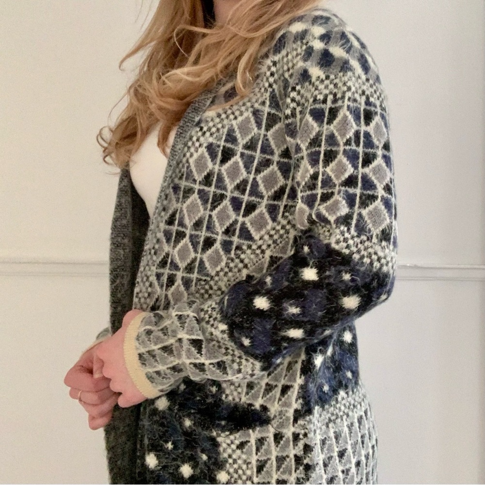 long patterned cardigan